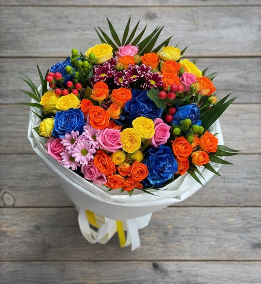 Букет цветов из: Розы и Хризантемы в Приютном