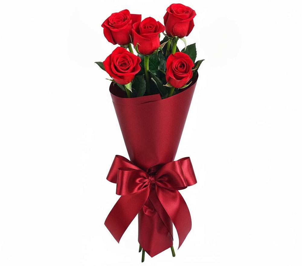 Букет 5 Красных роз Эдлесс Лав в Приютном