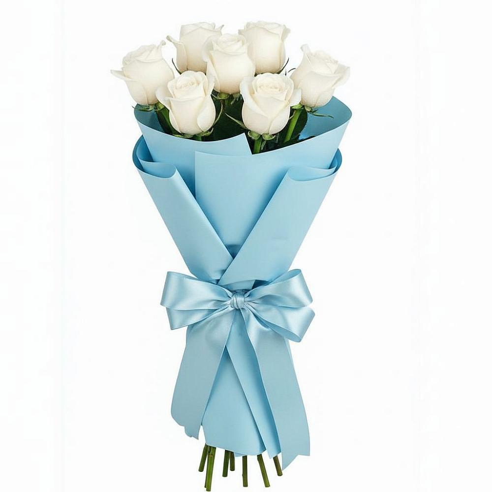 Букет 7 белых роз Проуд в Приютном