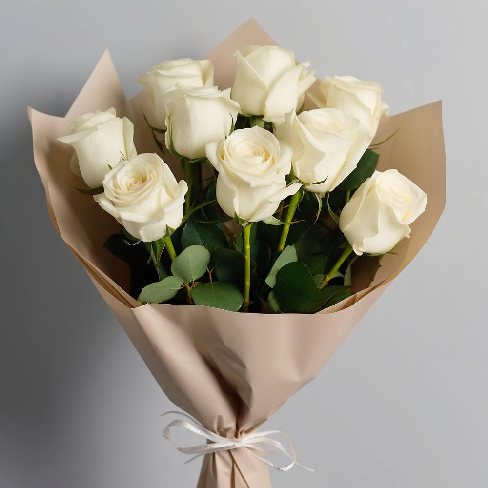 Букет 9 Белых роз Эдлесс Лав в Приютном