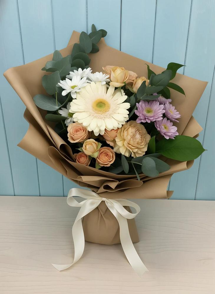Букет цветов из: Герберы и Хризантемы в Приютном