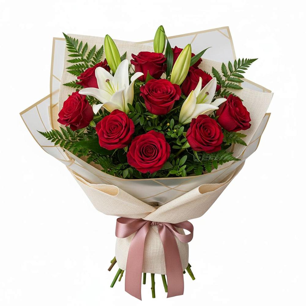 Букет цветов из: Лилии и Розы в Приютном