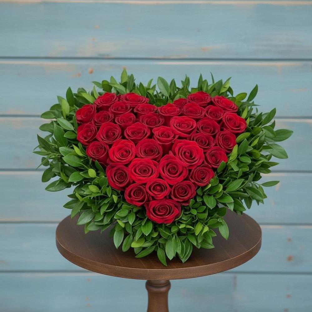 Цветочная композиция из Розы в виде сердца в Приютном