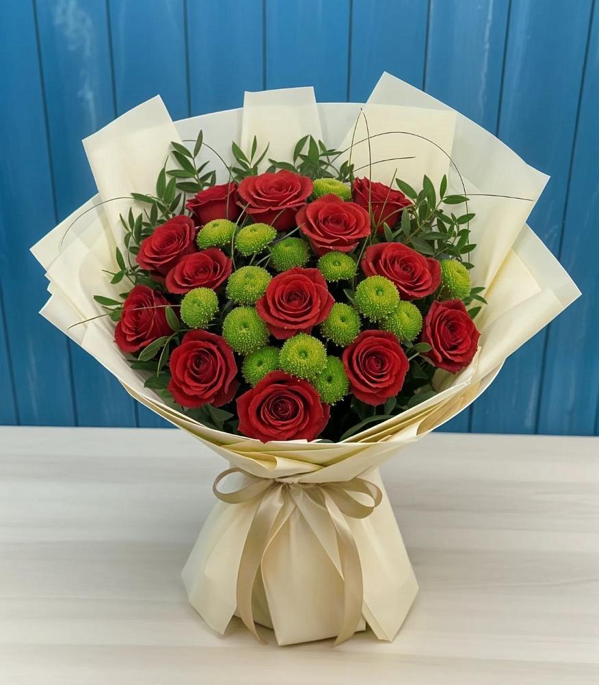 Букет цветов из: Розы и Хризантемы в Приютном